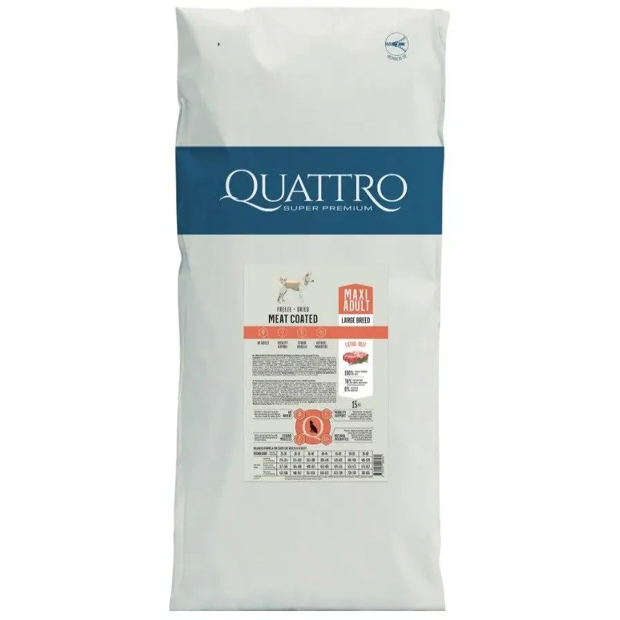Сухой корм Quattro Maxi с говядиной для взрослых собак крупных пород 15 кг