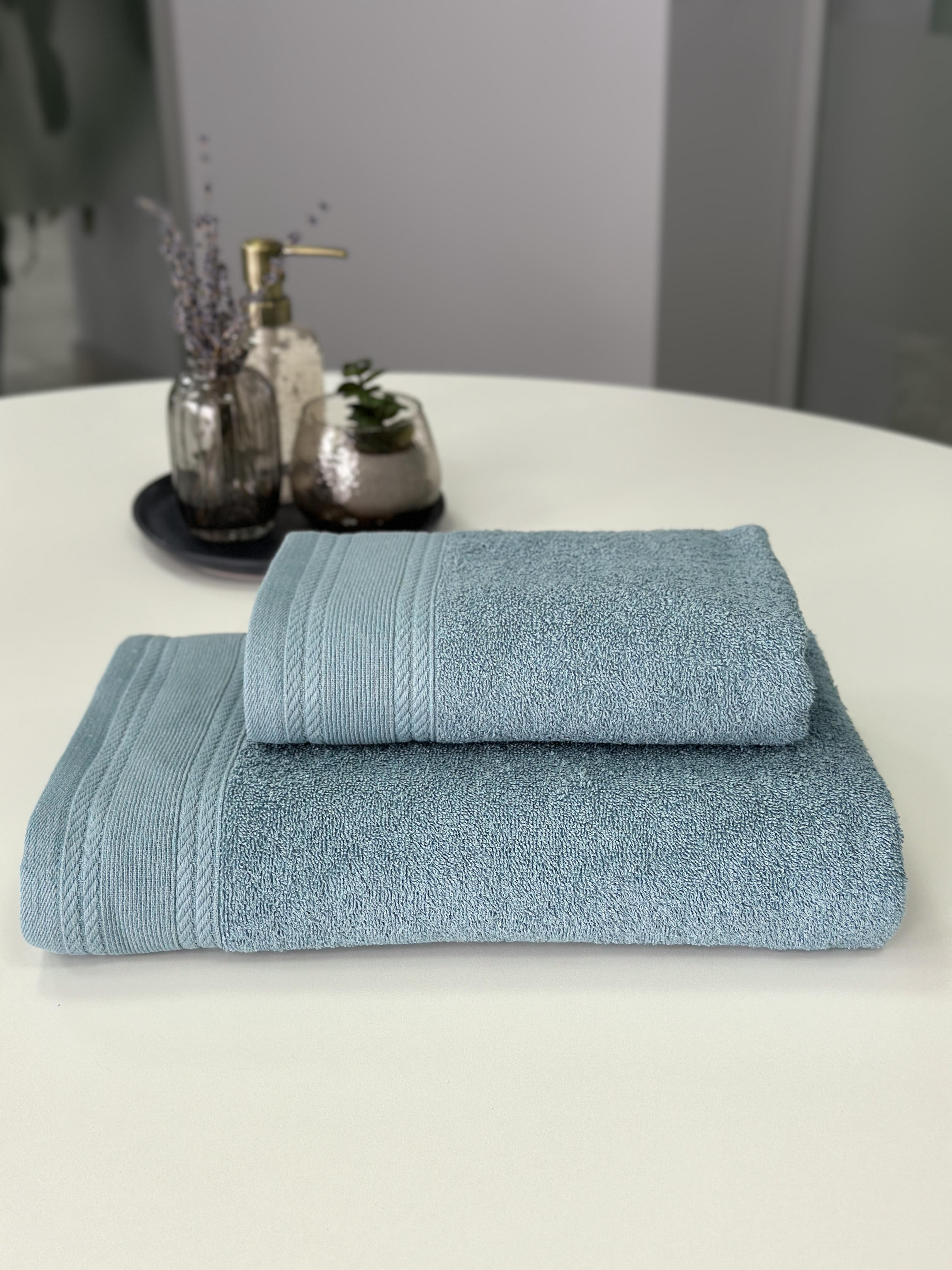 Комплект махровых полотенец Легкий бриз 450 г/м2 100% хлопок 50х90/70х140 см Лазурный - фото 1