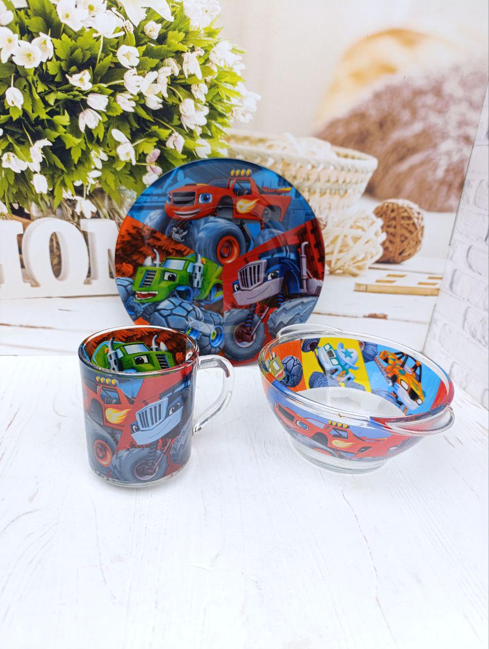 Дитячий набір столового посуду Metr+ Блиск скляний 3 предмети (VSP1)