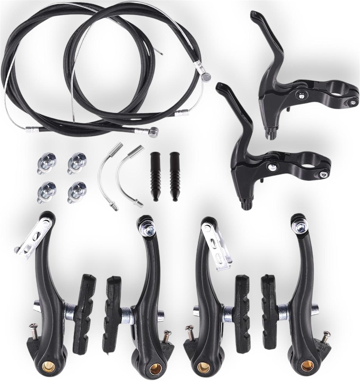 Гальмівний набір для велосипеда V-Brake повний комплект алюмінієві ручки гальма троси і кожухи Чорний Гальмівний набір для велосипеда V-Brake повний комплект алюмінієві ручки гальма троси і кожухи Чорний