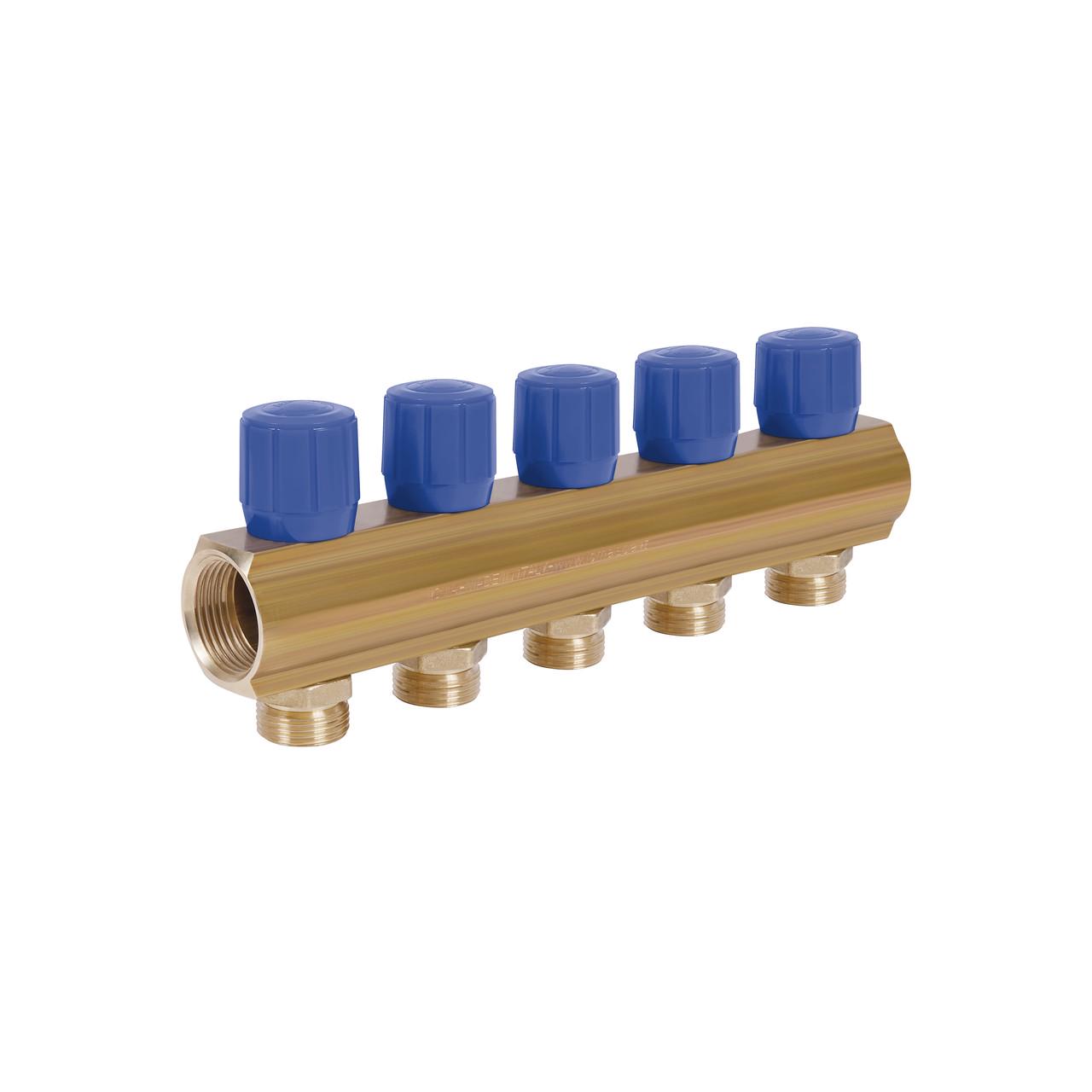 Коллектор ICMA №1105 с регулировочными вентилями 1" 5 выходов Blue (2608668159)