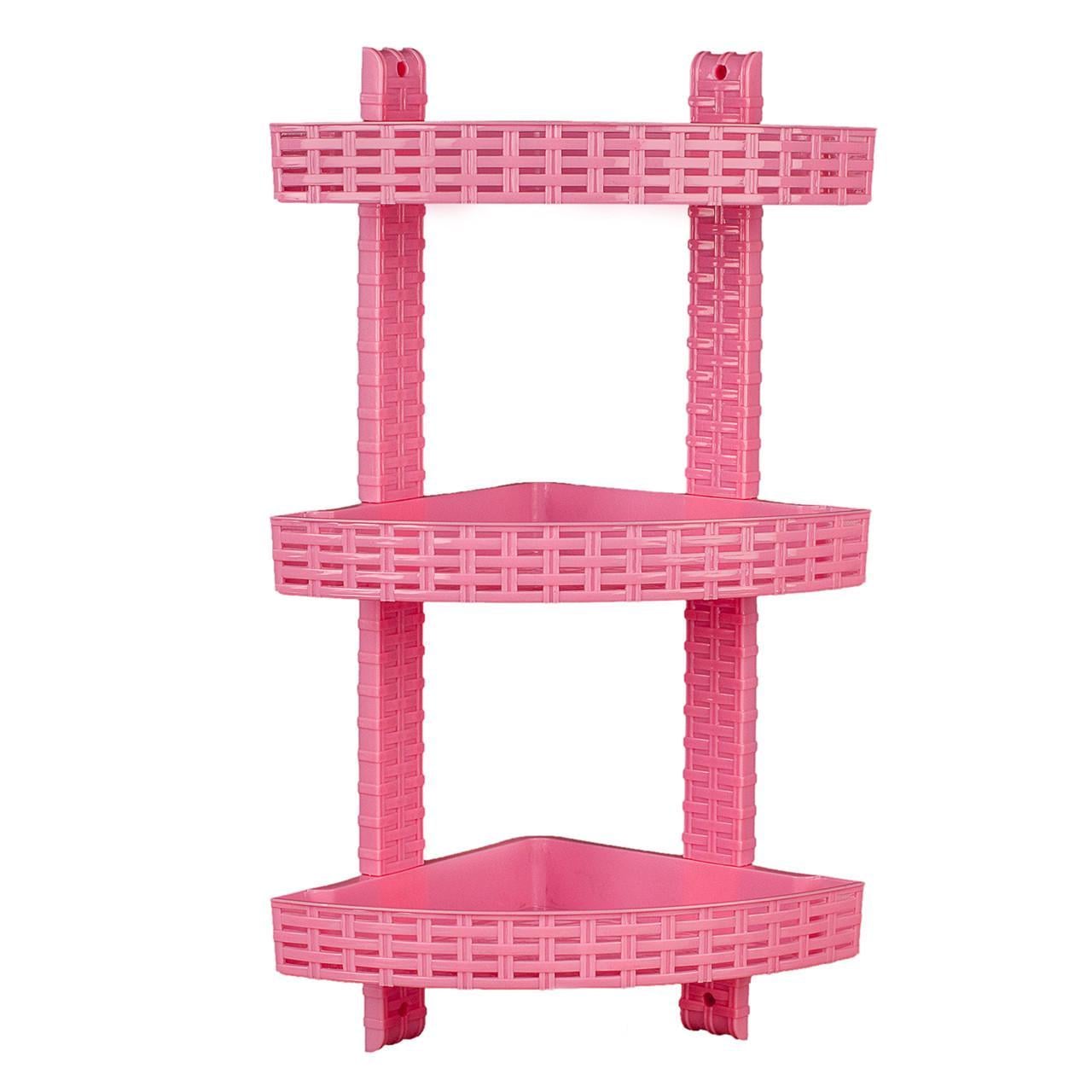 Полка угловая 3-ярусная R-Plastic Ротанг для ванной комнаты (12300/pink)