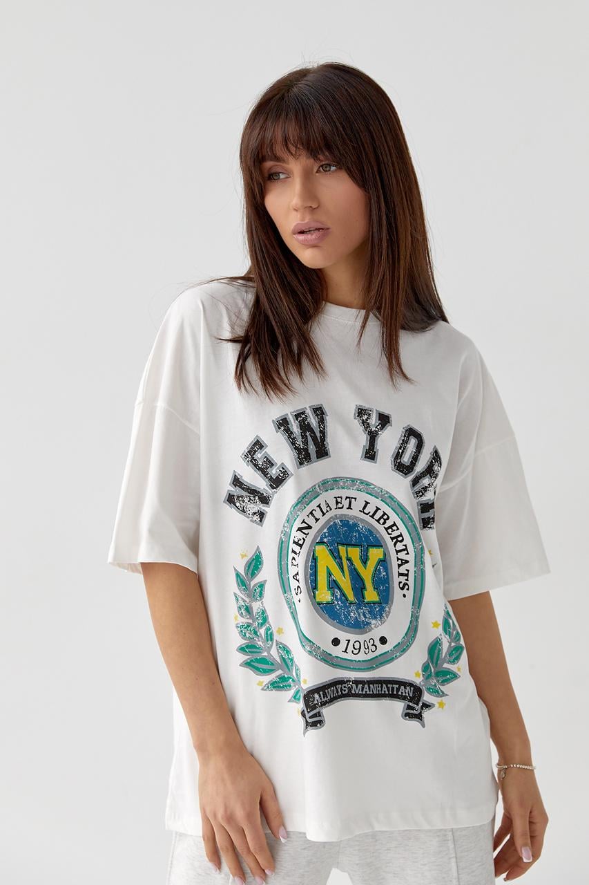 Футболка oversize "New York" L Молочный (10347694)