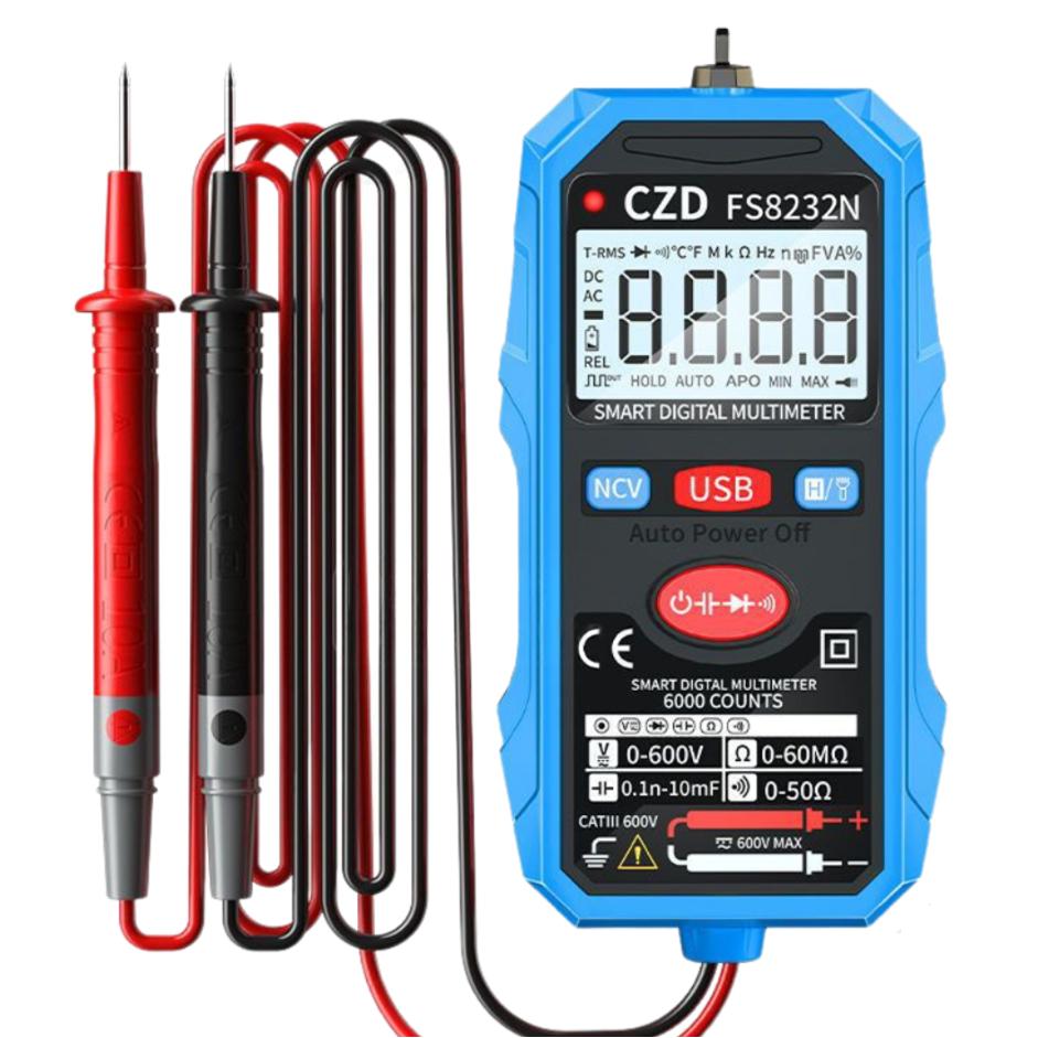 Мультиметр-тестер автоматический аккумуляторный CZD FS8232N 6000бит с фонариком