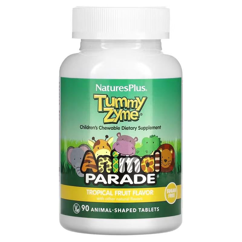 Пробиотики и Энзимы для детей NaturesPlus Animal Parade Tummy Zyme 90 Animal-Shaped Tablets (NAP-29947)