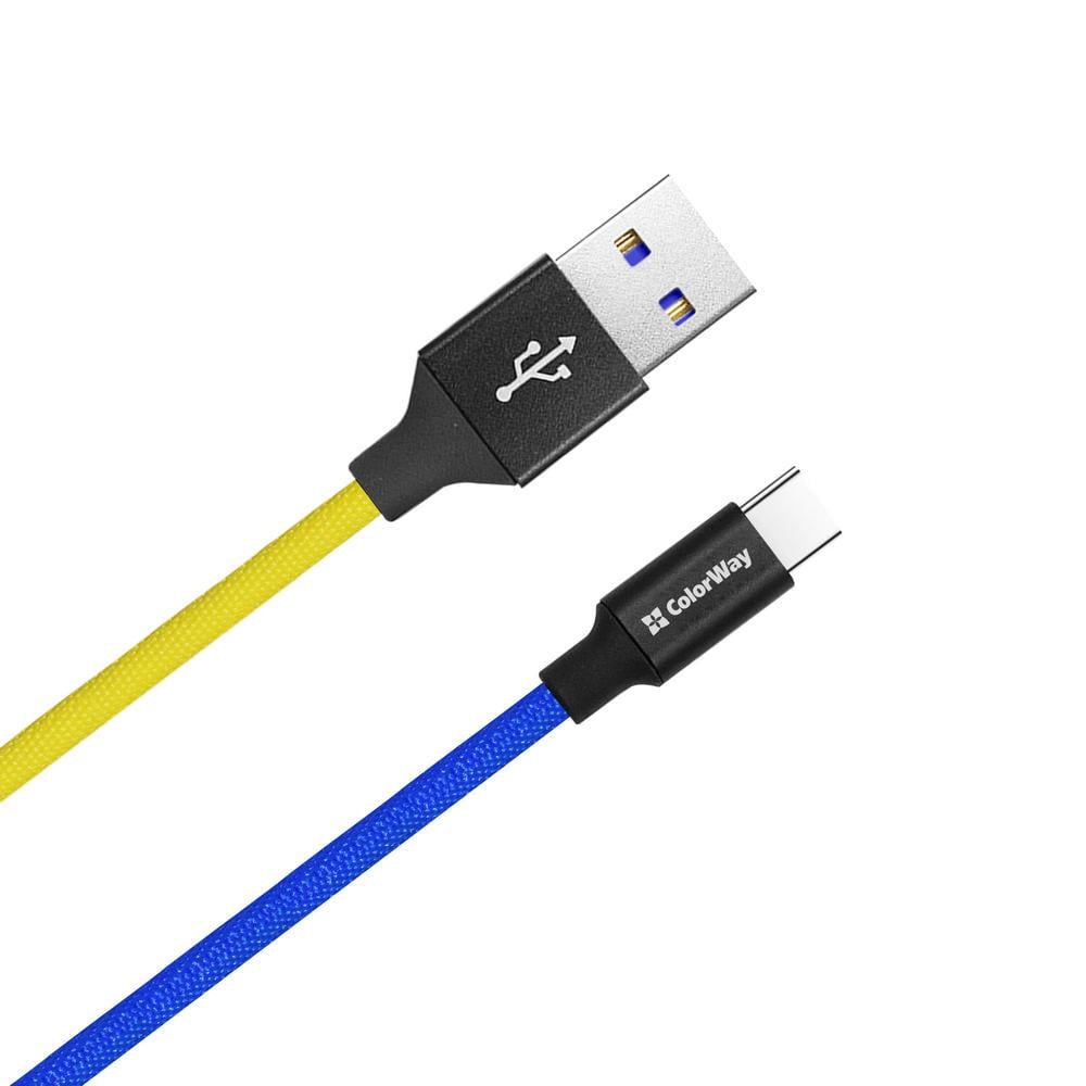 Кабель Colorway USB-Type-C national 2,4 А 1 м Сине-желтый (CW-CBUC052-BLY)