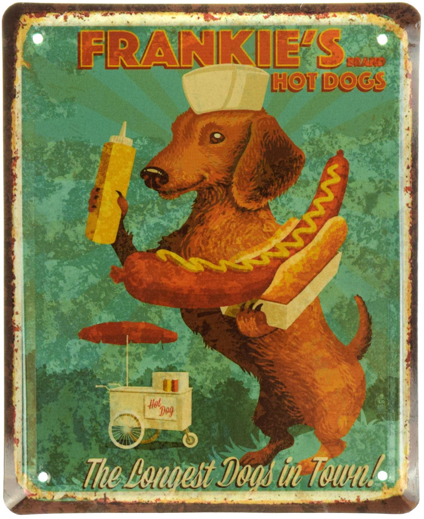 Табличка металева Хот-Доги/Frankie's Brand Hot Dogs 18x22 см