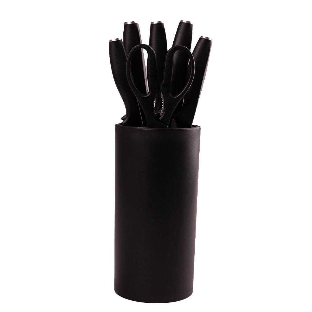 Набір кухонних ножів з підставкою 6 предметів Чорний - фото 2