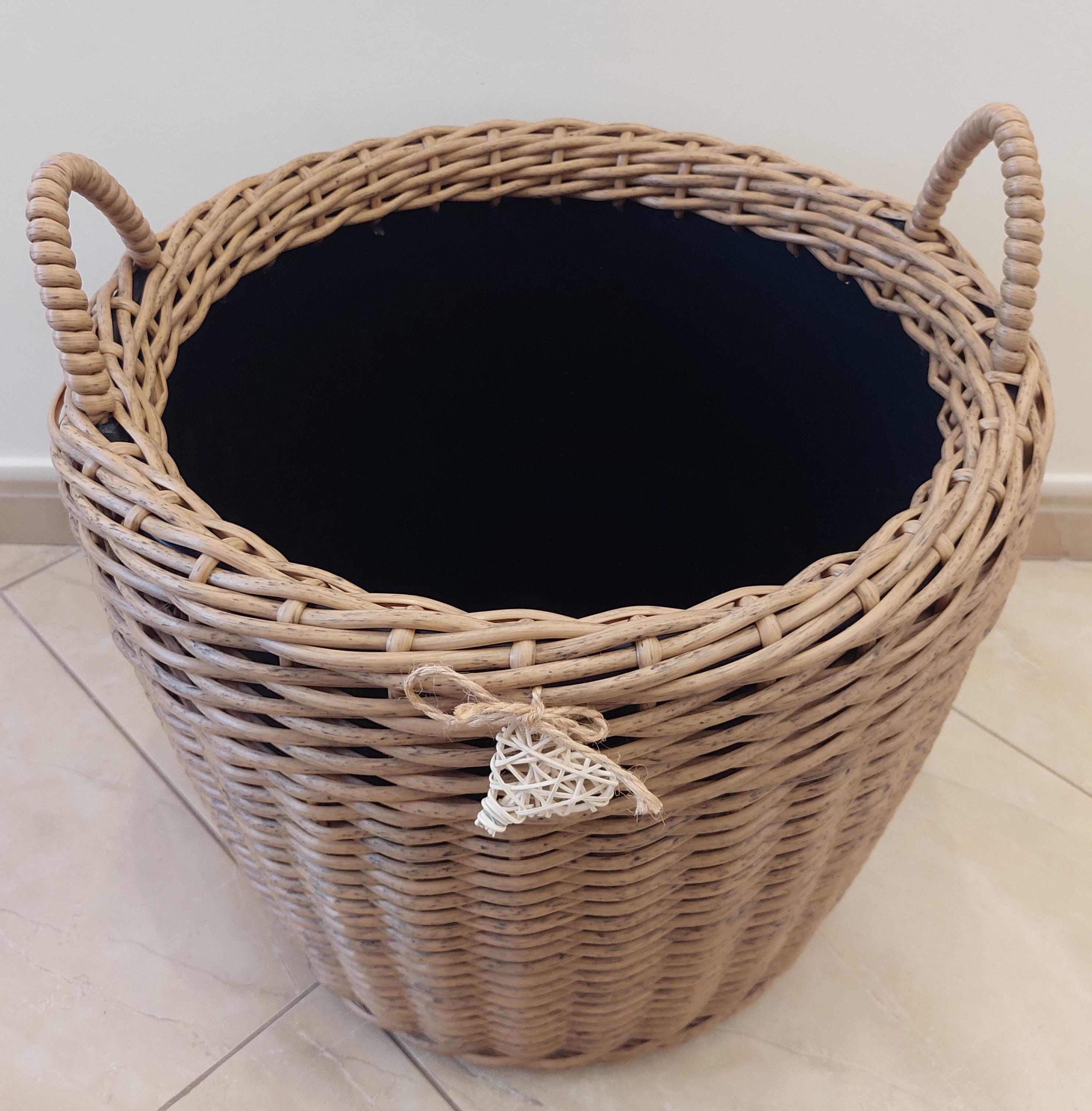 Кошик з ручками із штучного ротангу ручної роботи 40 л Дерево натуральне (33077) - фото 3 Кошик з ручками із штучного ротангу ручної роботи 40 л Дерево натуральне (33077) - фото 3