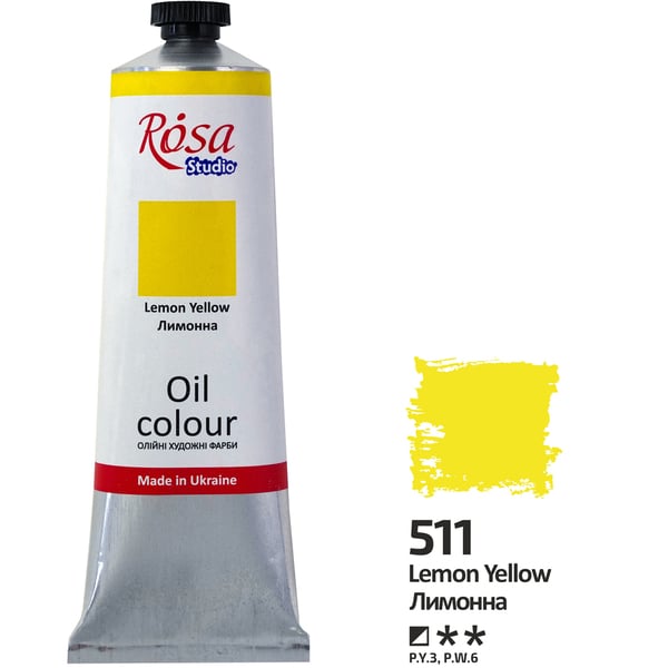 Масляная краска ROSA Studio 511 100 мл Лимонный (328511) - фото 1 Масляная краска ROSA Studio 511 100 мл Лимонный (328511) - фото 1