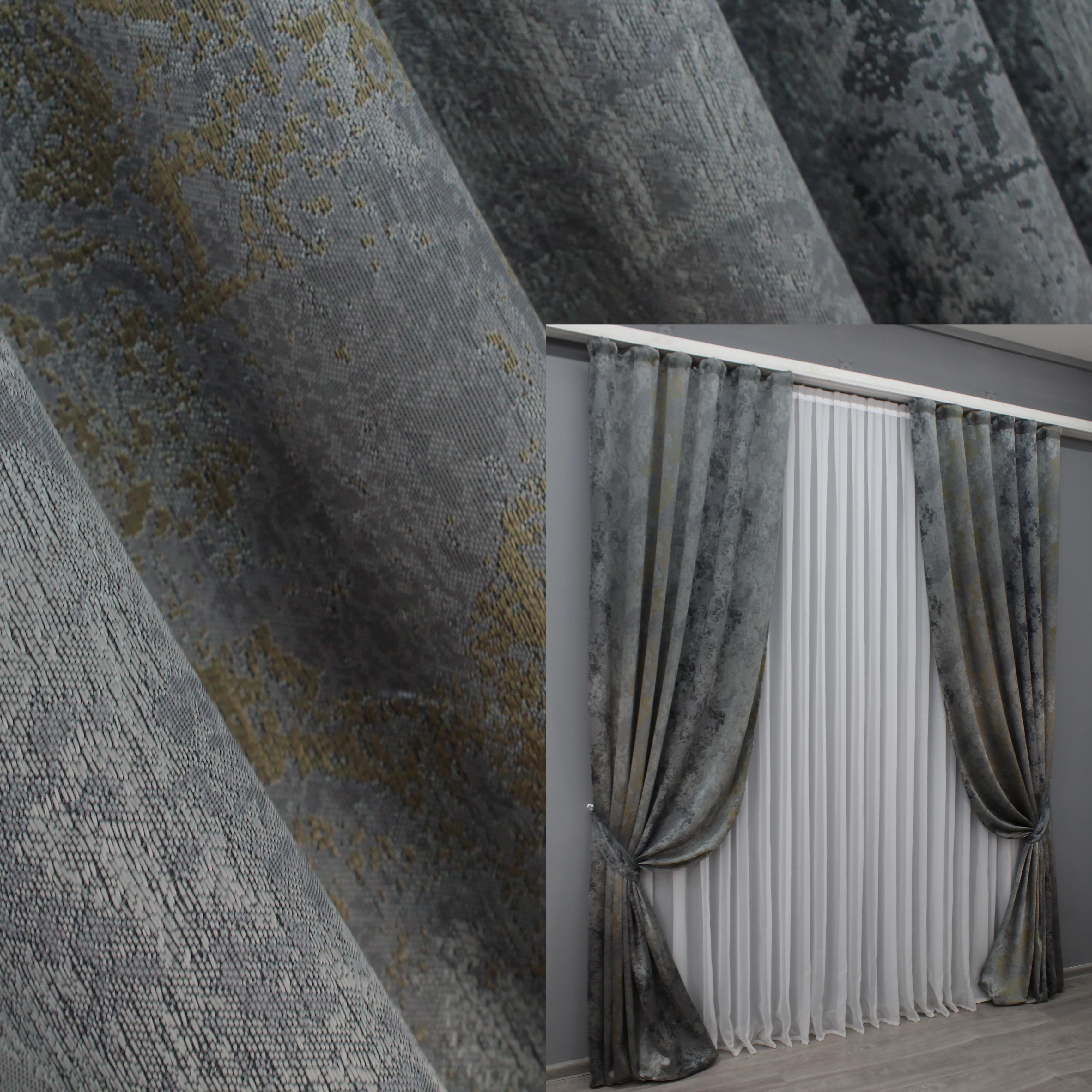 Комплект готовых штор VR-Textil Мрамор Al-7 № 1471ш 150х290 см 2 шт. Серый/Золотистый (33-0325) - фото 2 Комплект готовых штор VR-Textil Мрамор Al-7 № 1471ш 150х290 см 2 шт. Серый/Золотистый (33-0325) - фото 2