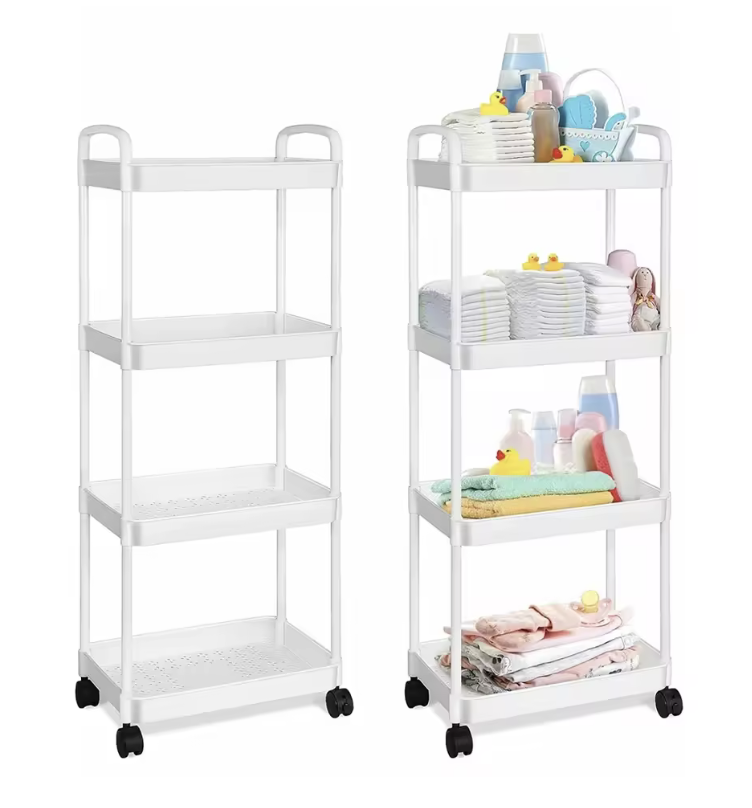 Этажерка на колесах 4 полки 32х20х80 см Белый (2767714566) - фото 2 Этажерка на колесах 4 полки 32х20х80 см Белый (2767714566) - фото 2