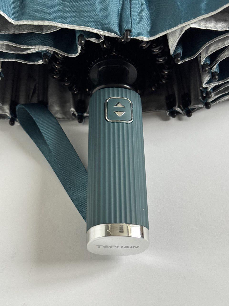 Парасолька-автомат Toprain Umbrella однотонна 16 спиць зі сріблом під куполом Смарагдовий (4016/8) - фото 5