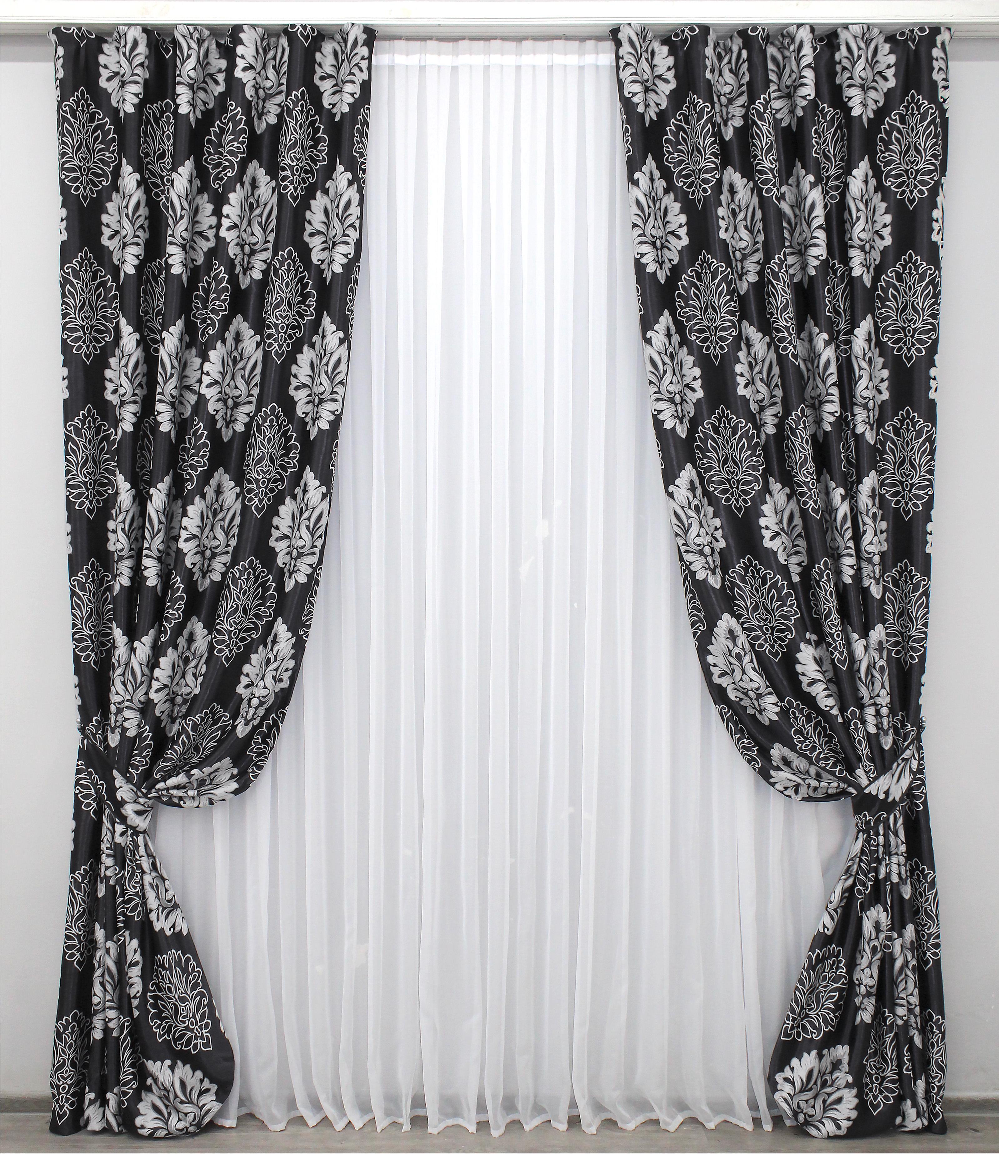 Комплект штор VR-Textil Корона № 1273ш А блэкаут-софт 150х275 см 2 шт. Черный/Серый (33-0111)