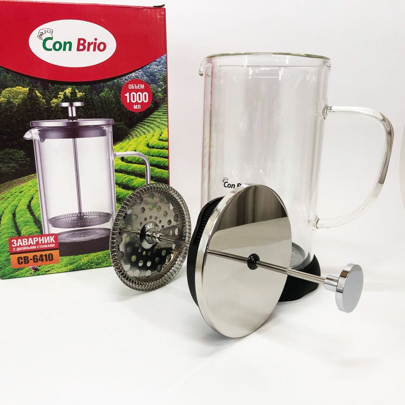Заварник Con Brio CB-6410 френч-прес з подвійними стінками 1000 мл (26202704) - фото 5 Заварник Con Brio CB-6410 френч-прес з подвійними стінками 1000 мл (26202704) - фото 5