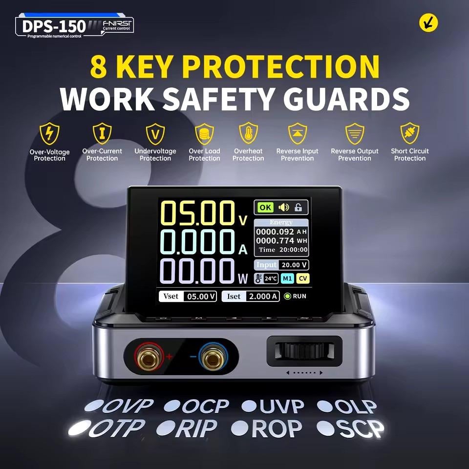 Источник питания постоянного тока FNIRSI DPS-150 с ЧПУ 30V 5А с 4-разрядным IPS-дисплеем/програмируемый Grey (81182) - фото 3 Источник питания постоянного тока FNIRSI DPS-150 с ЧПУ 30V 5А с 4-разрядным IPS-дисплеем/програмируемый Grey (81182) - фото 3