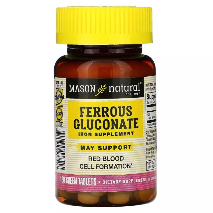 Витамины железа Ferrous Gluconate Mason Natural 100 шт. 240 мг (MAV13751)