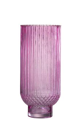 Ваза стеклянная J-LINE рельефная 34 см Розовый Ваза стеклянная J-LINE рельефная 34 см Розовый