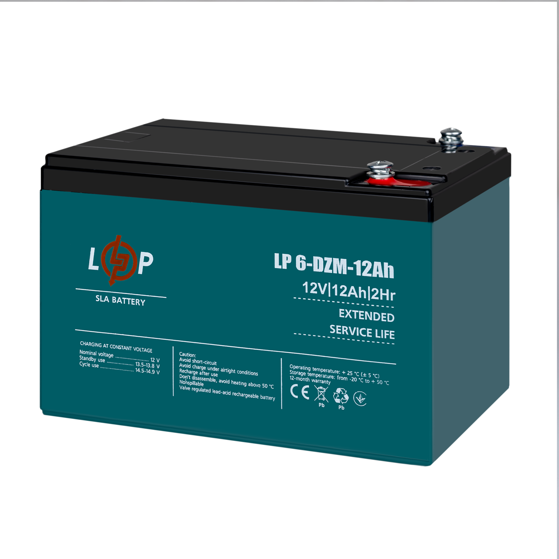 Акумулятор тяговий свинцево-кислотний AGM LogicPower LP 6-DZM-12 Ah-под Болт М5 (26454039)