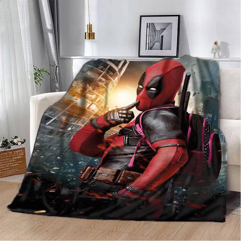 Плед-покрывало Дедпул плюш/велюр полуторное 160х200 см Серый