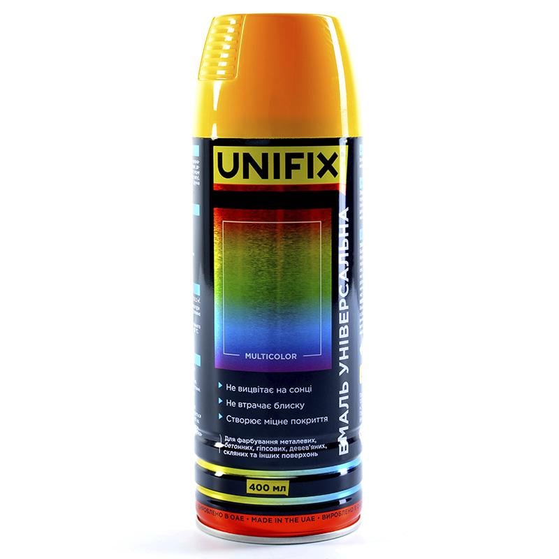 Эмаль универсальная акриловая Unifix 400 мл RAL1028 Желтый дынный глянец (951016)