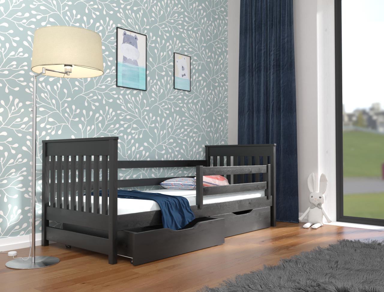 Кровать в детскую односпальная Luna mebli Адель с бортиком/ящиками 80x200 см Венге (38579)