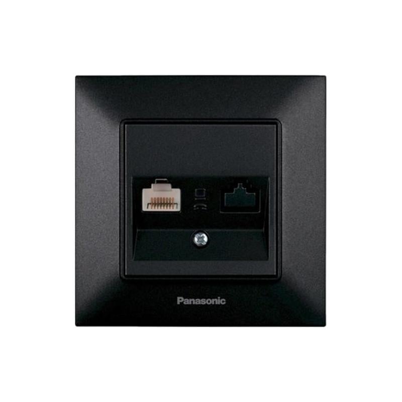 Розетка компьютерная Panasonic Arkedia Slim RJ45 Cat 6е ABS Черный (WNTC04052B UA1)
