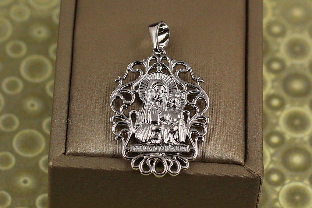 Ладанка Xuping Jewelry ажурный овал Мария с младенцем 3,2 см Серебристый (29294769)