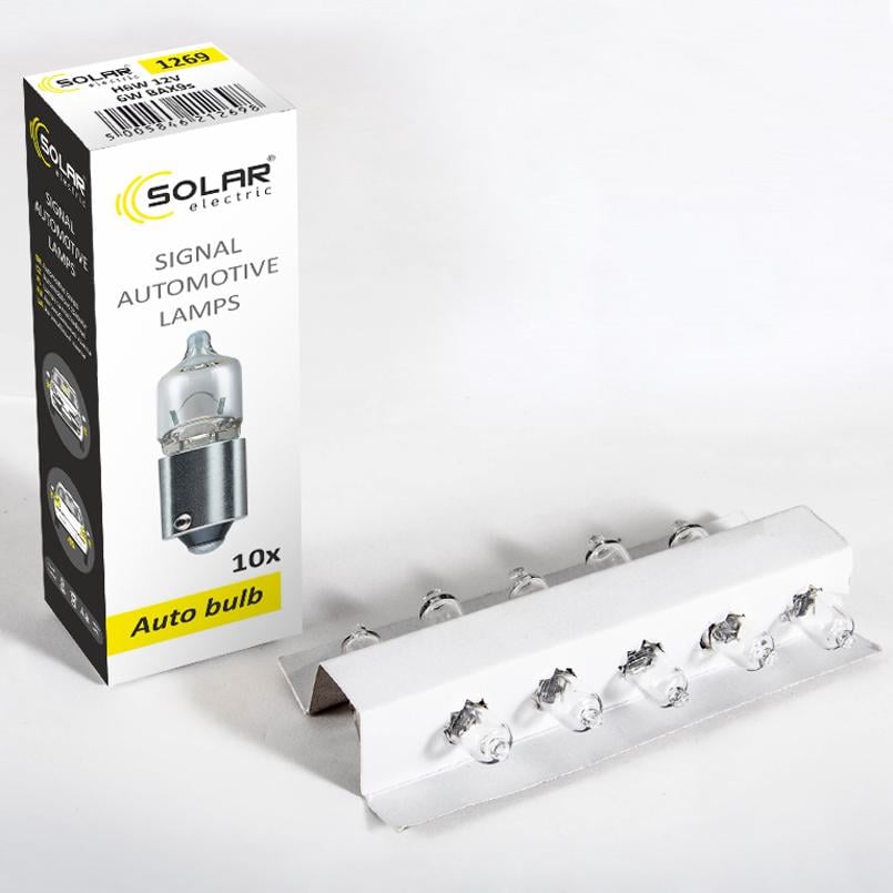 Автолампа галогенная Solar H6W 12V BA9s (1269)