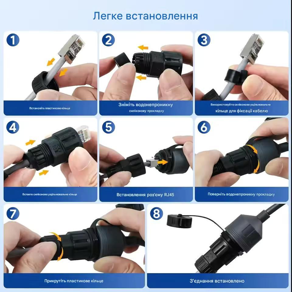 Подовжувач Ethernet Starlink V3 RJ45 водонепроникний Gen 3 CAT5E 1200 Mbps 2 шт. (2677070392) - фото 10 Подовжувач Ethernet Starlink V3 RJ45 водонепроникний Gen 3 CAT5E 1200 Mbps 2 шт. (2677070392) - фото 10