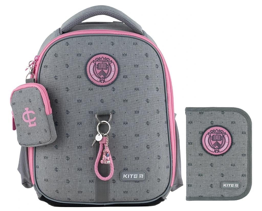 Рюкзак школьный KITE Education College Line girl каркасный с пеналом (202761)