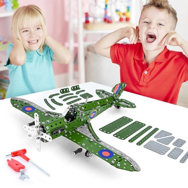 Конструктор детский металлический STEAM Самолет с инструментами 331 деталь (1544) - фото 3