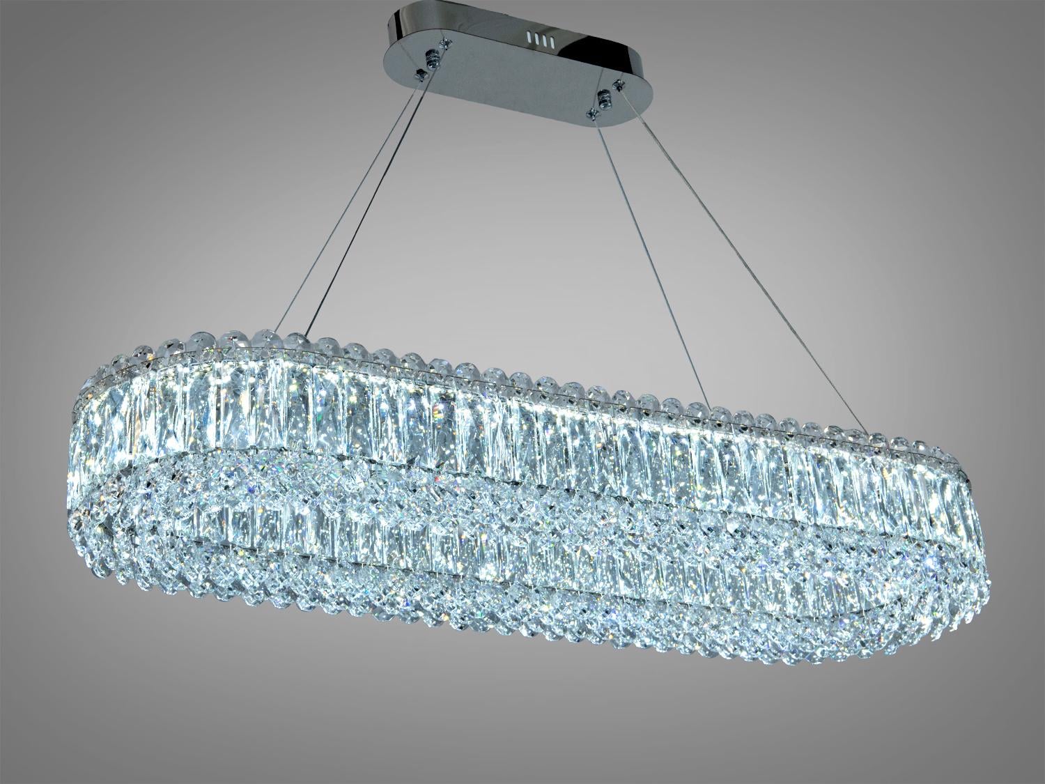 Люстра подвесная Diasha 68 Вт хром овальная с пультом (7929/900x300CH)