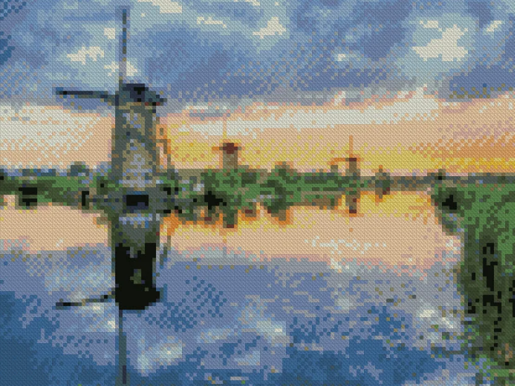 Алмазная мозаика Strateg Мельница у озера 30x40 см (HX220)