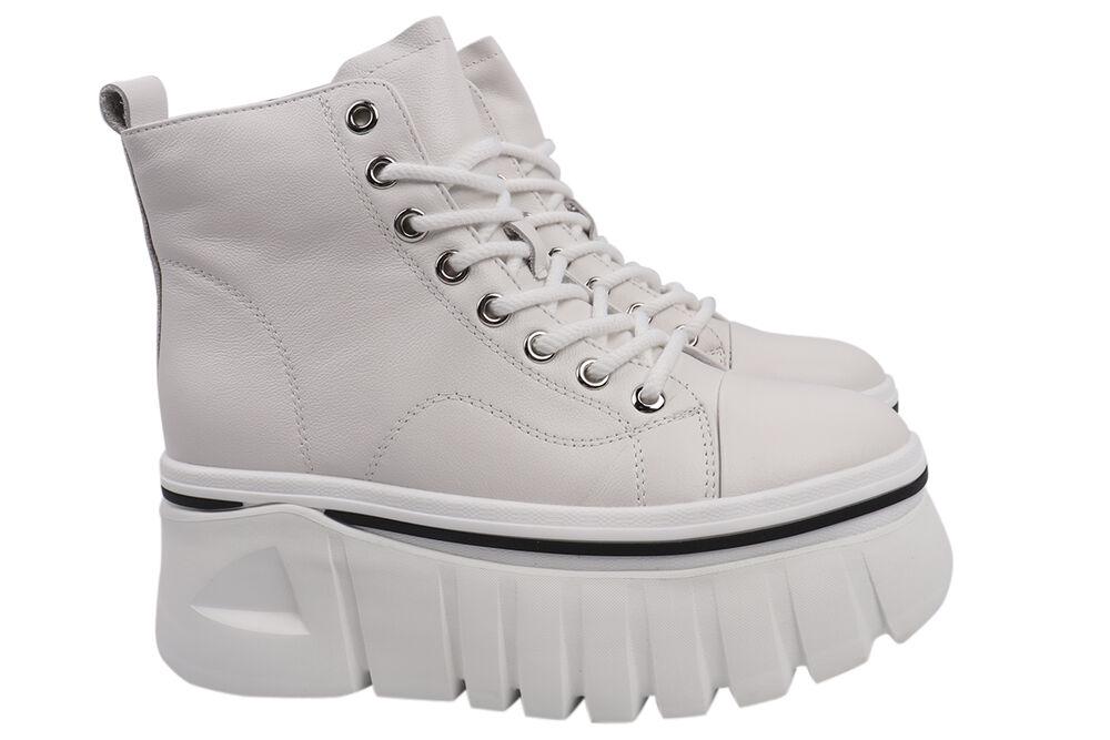 Ботинки женские Berkonty из кожи на платформе на шнуровке р. 38 Белый (341-21DHSPF)