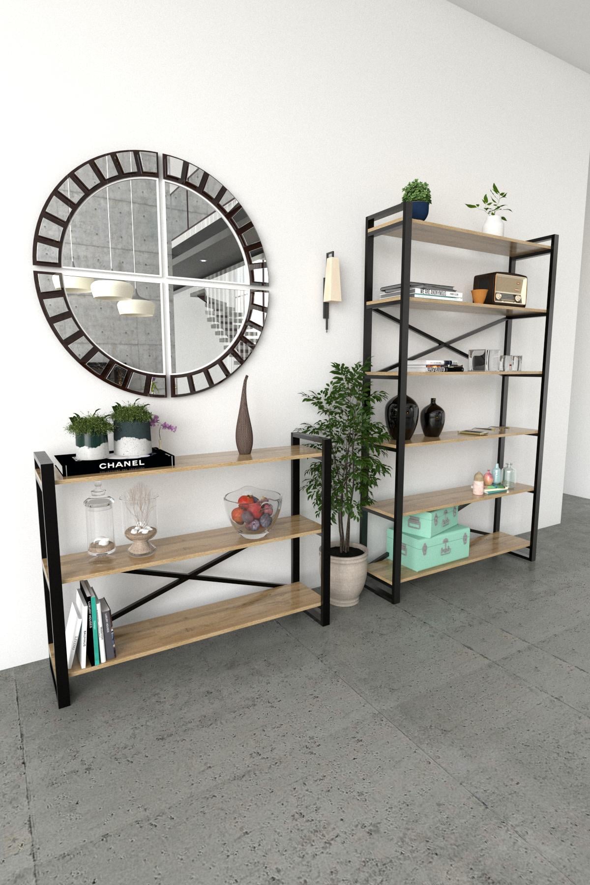 Комплект стеллажей EcoLoft Lagos DSP-1260-1 в стиле лофт Дуб Аппалачи (DSP-1260-1)