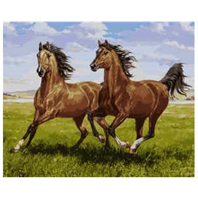 Набор для росписи по номерам Strateg Свободные лошади 40х50 см (VA-1495-mt)