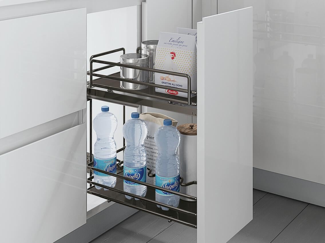 Карго фасад диагональное крепление с доводчиком INOXA Ellite 5102ЕУ 2 полки 300 мм Титан (81848)