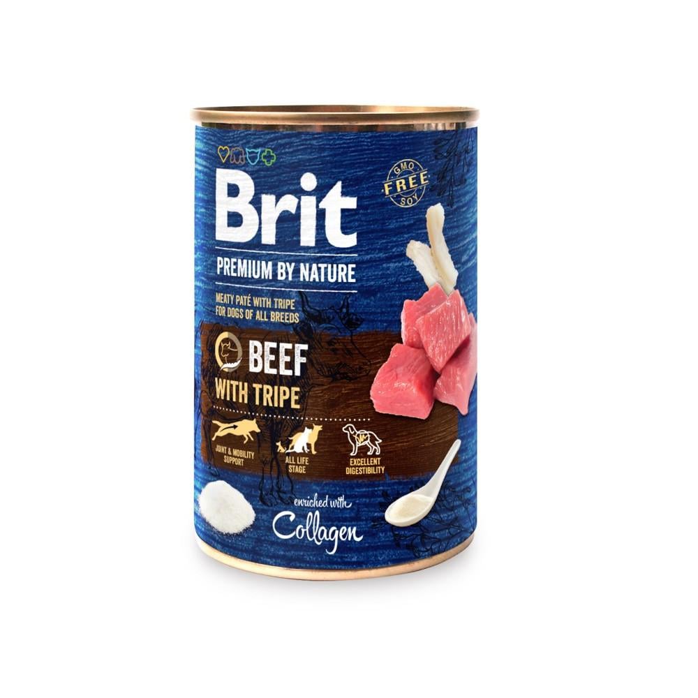 Корм вологий Brit Premium by Nature k консерви для собак з яловичиною і тельбухами 400 г (8595602561827)