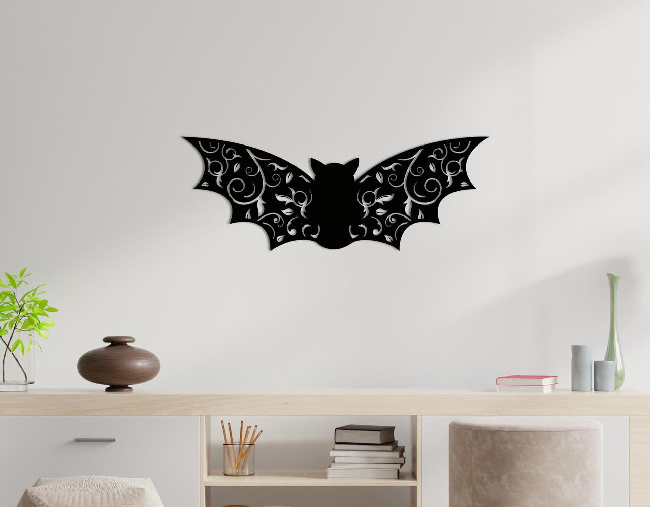 Панно на стену из дерева декоративное Upwood Decor Bat 44,9x120 см Black (1576699722)