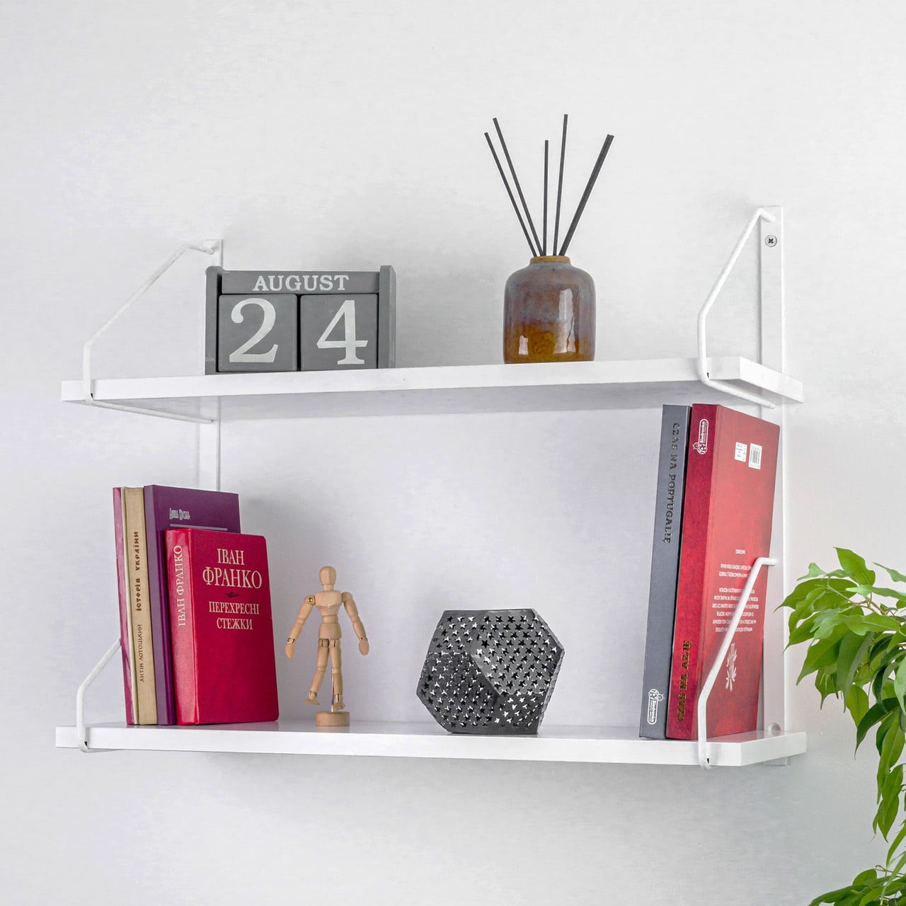 Настенная полка Adore Décor двойная 22х60х48 см Белый (1742990747)