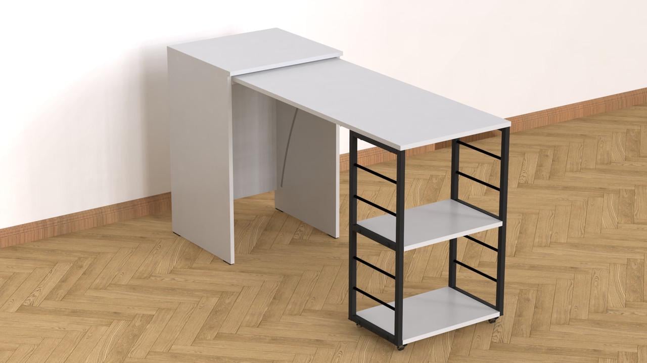 Стіл-тумба трансформер Ferrum-decor Смарт 2/2 метал/ДСП 16 мм 750x1450x600 мм Чорний/Білий (FRD-105102) - фото 4 Стіл-тумба трансформер Ferrum-decor Смарт 2/2 метал/ДСП 16 мм 750x1450x600 мм Чорний/Білий (FRD-105102) - фото 4