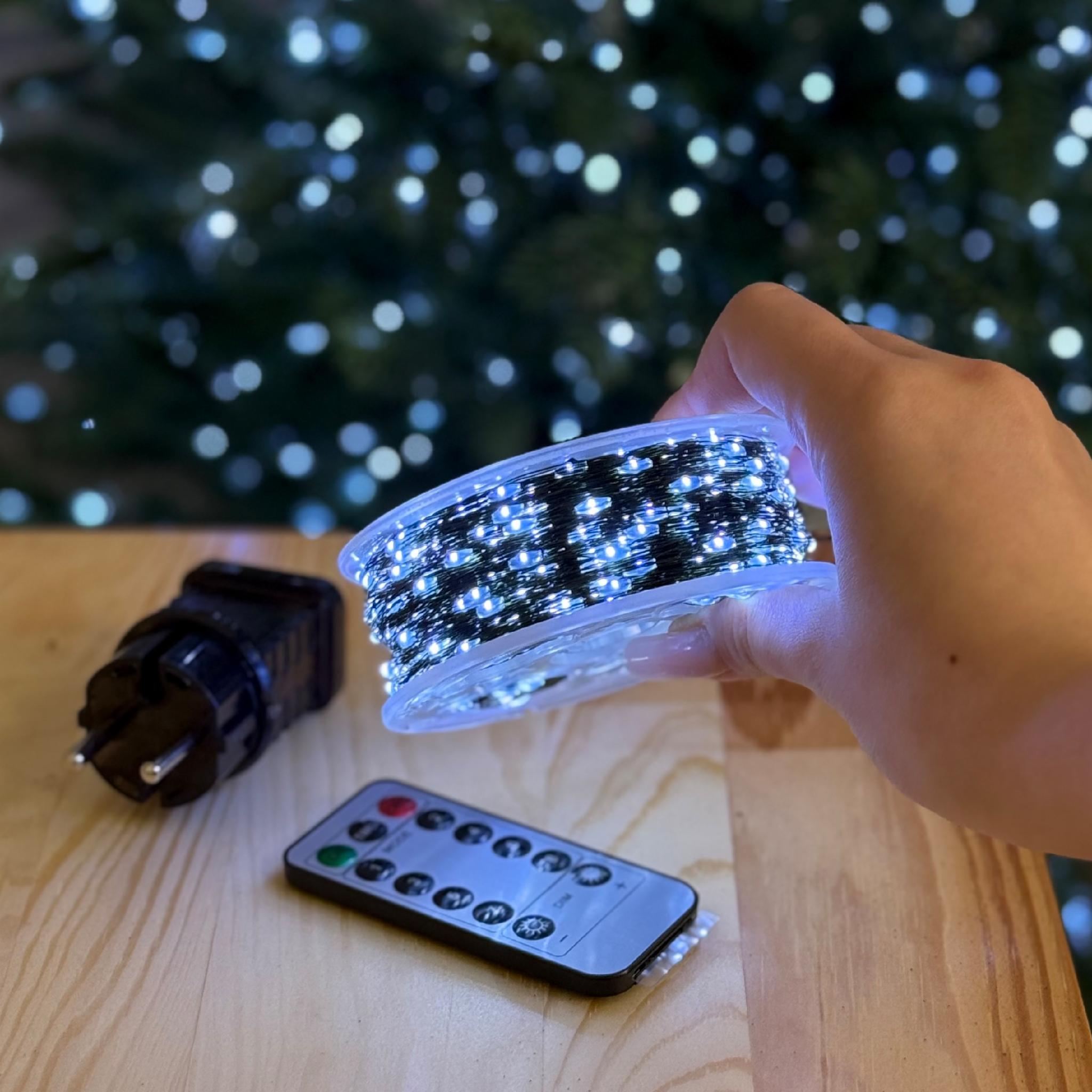 Гірлянда роса на катушки на USB з пультом и 8 режимами 200 м 200 LED на зеленом проводі Холодне світло (FC25003) - фото 4 Гірлянда роса на катушки на USB з пультом и 8 режимами 200 м 200 LED на зеленом проводі Холодне світло (FC25003) - фото 4