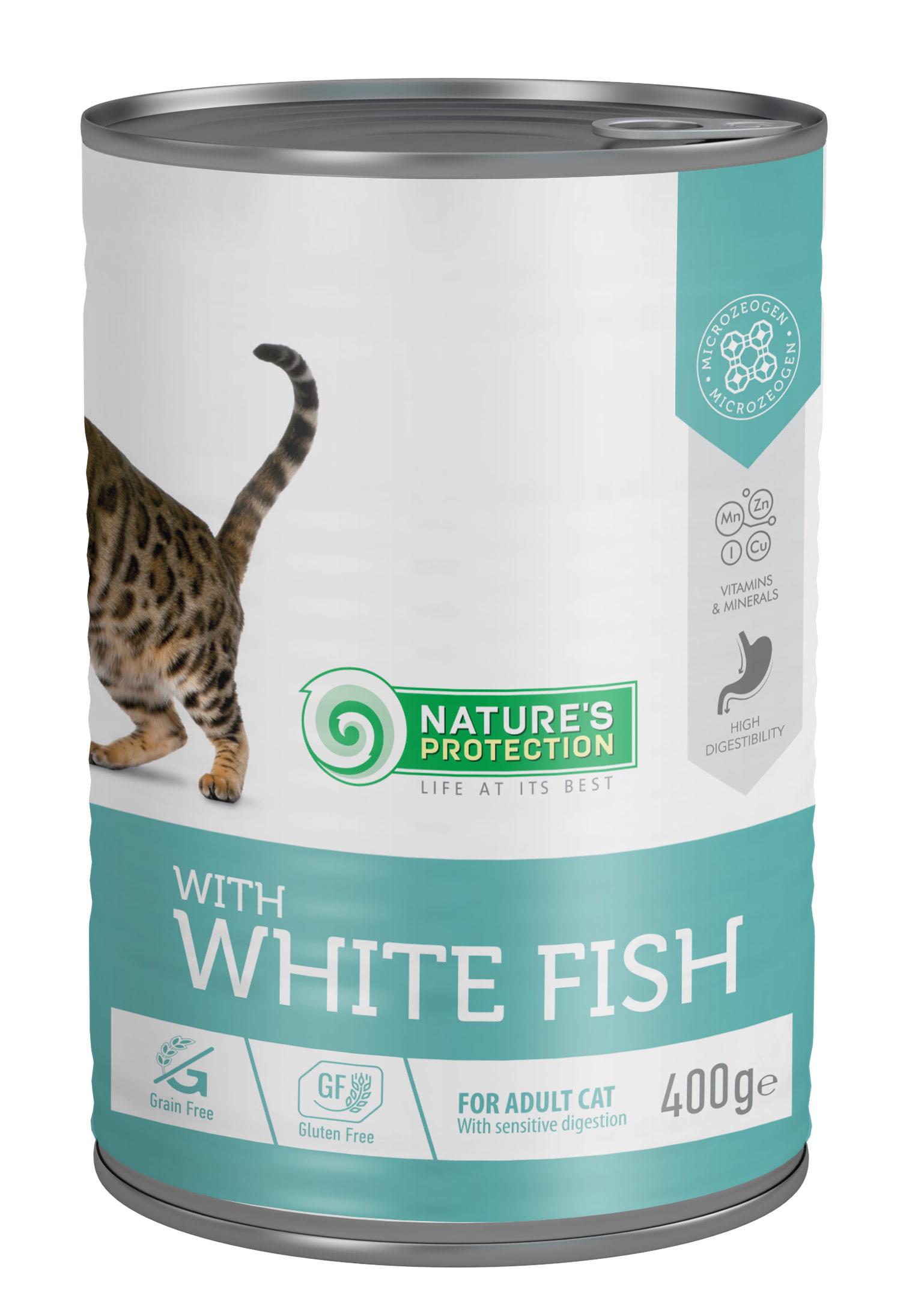 Корм вологий Nature's Protection with White Fish з білою рибою для котів 400 г (KIK45609)