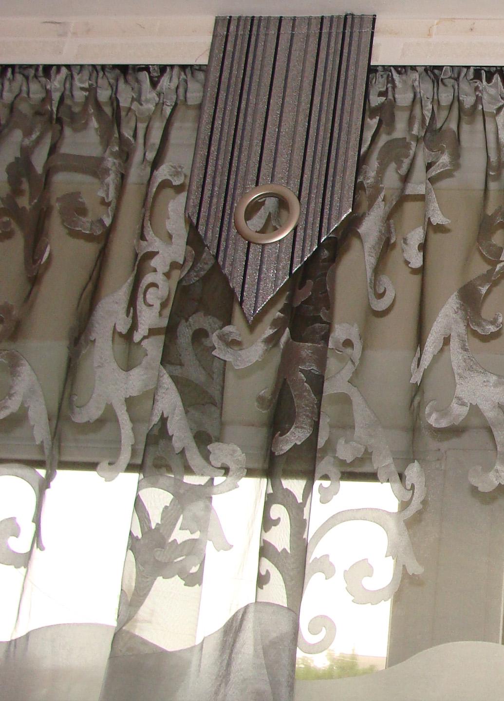 Комплект гардин и шторок к подоконнику Firanka Simple 200 см Черный с серым (70_5к) - фото 3 Комплект гардин и шторок к подоконнику Firanka Simple 200 см Черный с серым (70_5к) - фото 3