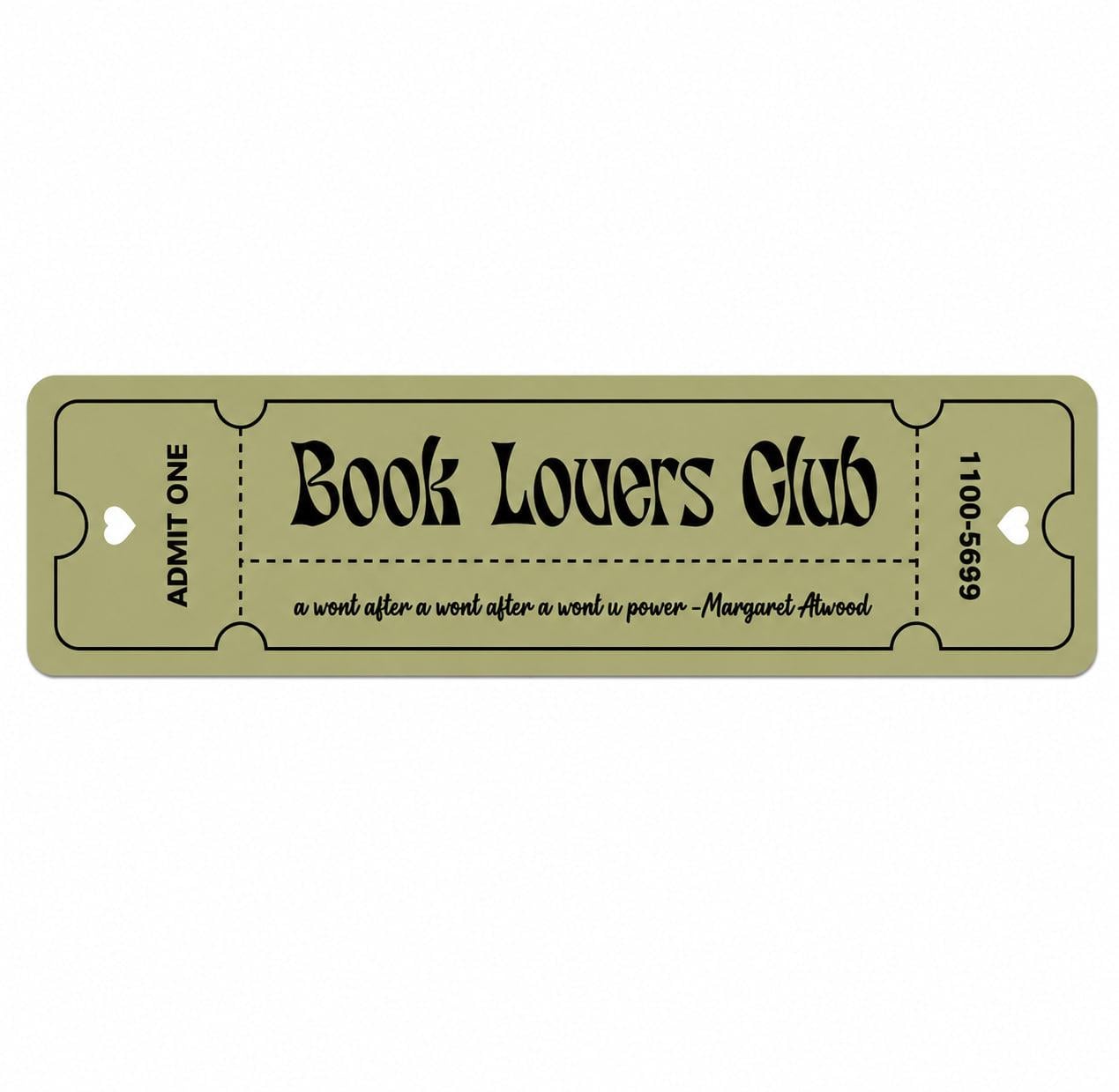 Закладка-квиток для книг картонна Book Lovers Club 6 Хакі (37242784)