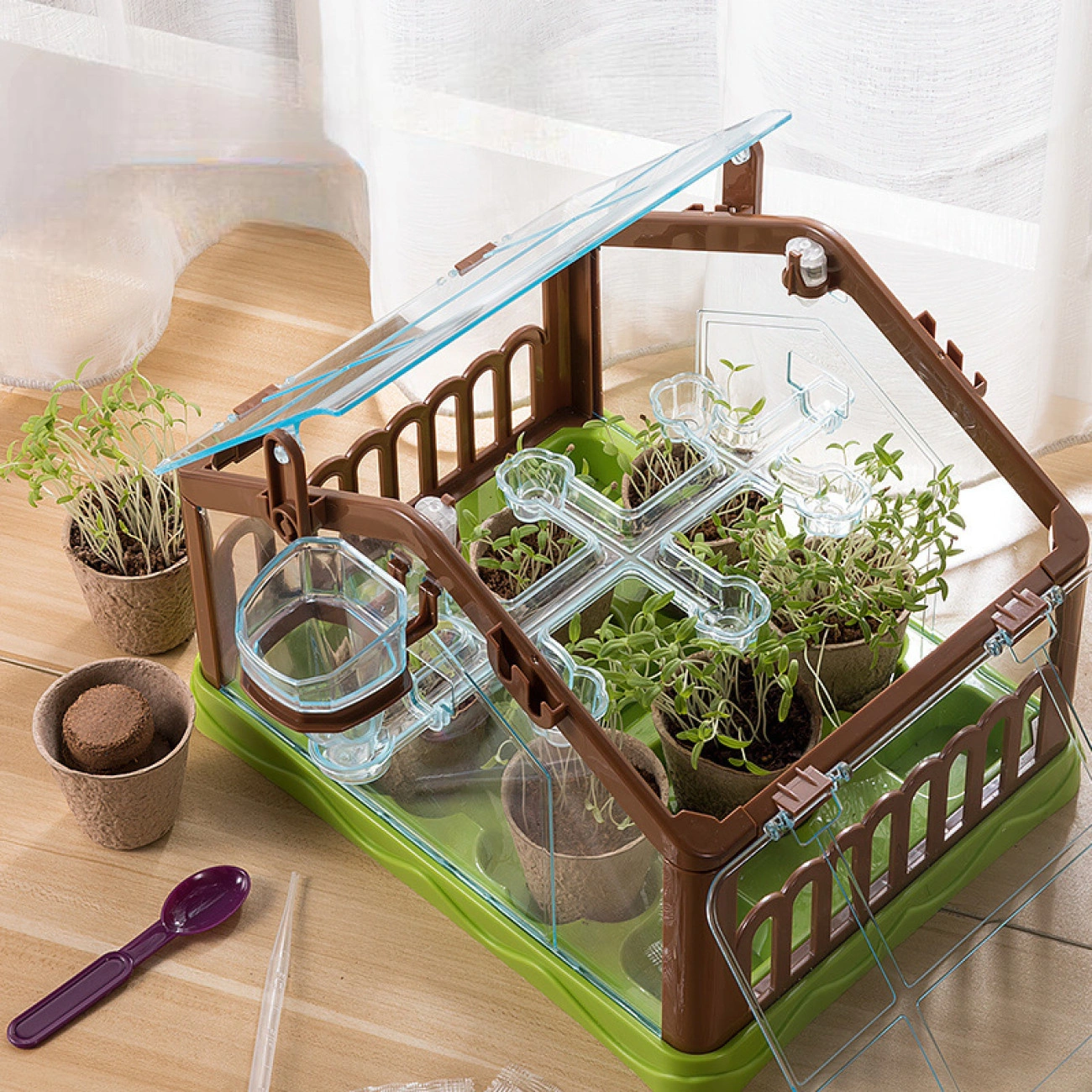 Набор юного садовода "Мини-теплица" с подсветкой для выращивания растений - фото 4 Набор юного садовода "Мини-теплица" с подсветкой для выращивания растений - фото 4