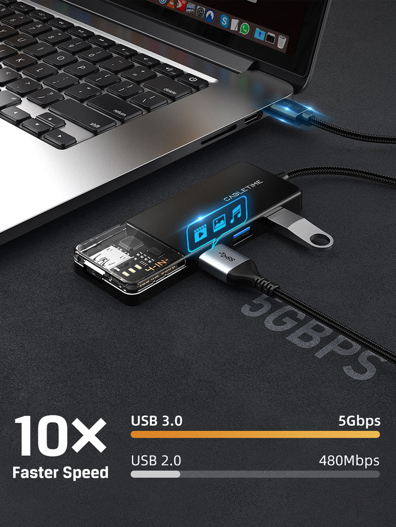 Хаб USB Cabletime USB Type C 4 Port USB 3.0 0,15 см (CB02B) - фото 8