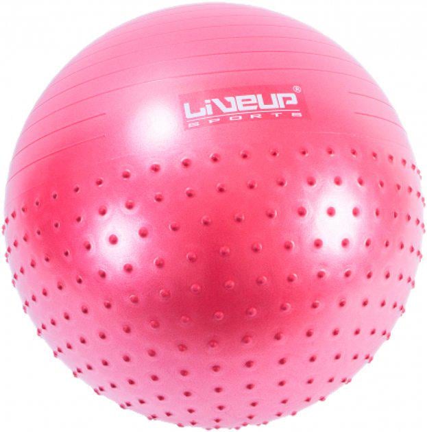 Фітбол масажний із насосом LiveUP Half Massage Ball 65 см/1000 г LS3569 Червоний