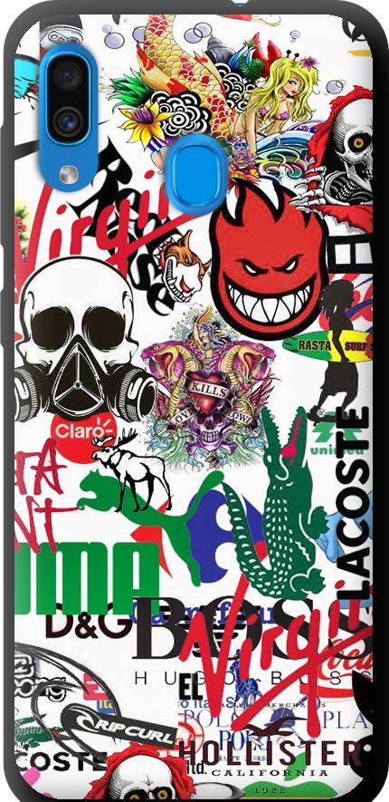 Чехол на Samsung Galaxy A30 2019 A305F Many different logos (4022b-1670-42517)